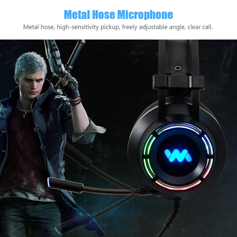 RGB Gaming Headset with Noise-Canceling Mic – USB, PC Compatible