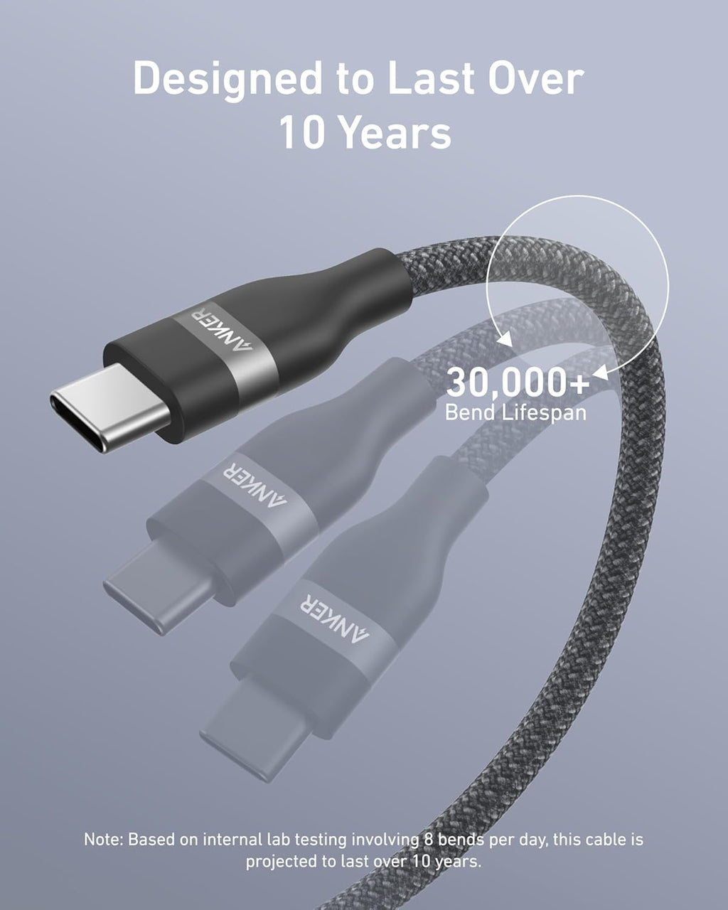 Anker USB-C to USB-C Cable (3 ft / 6 ft, 240W, Upcycled-Braided)