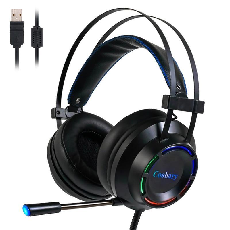 RGB Gaming Headset with Noise-Canceling Mic – USB, PC Compatible