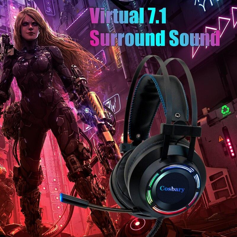 RGB Gaming Headset with Noise-Canceling Mic – USB, PC Compatible