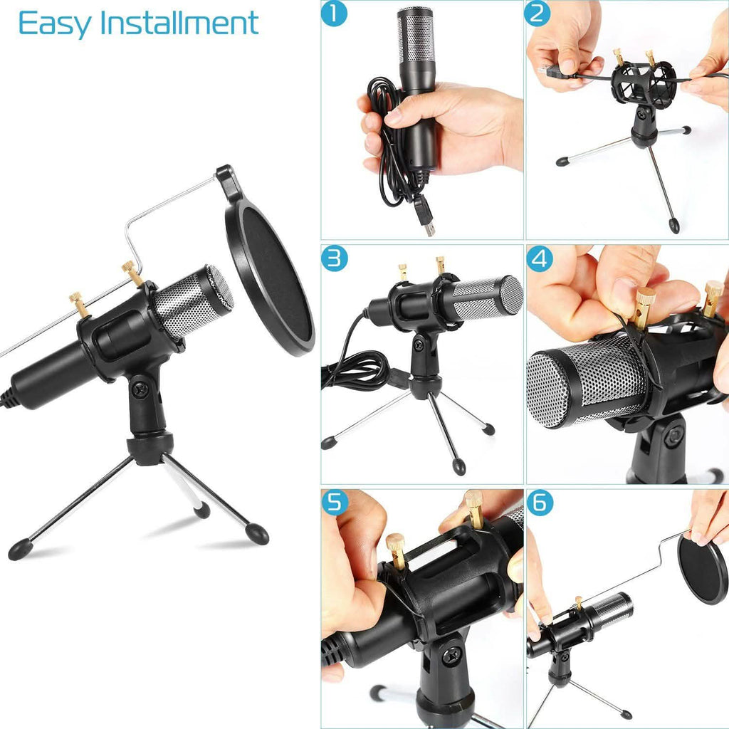 Professional Condenser Studio Microphone – Plug & Play USB