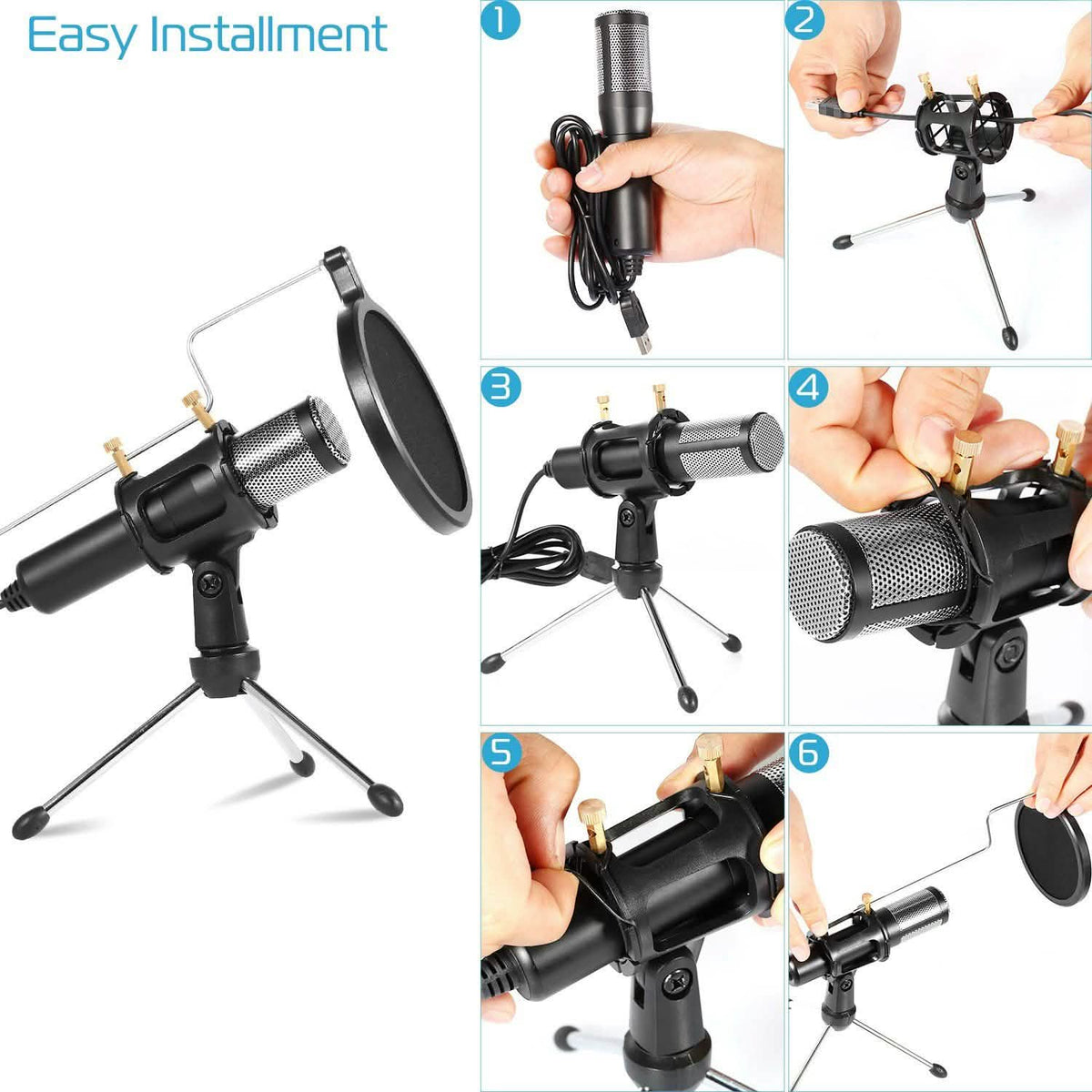 Professional Condenser Studio Microphone – Plug & Play USB
