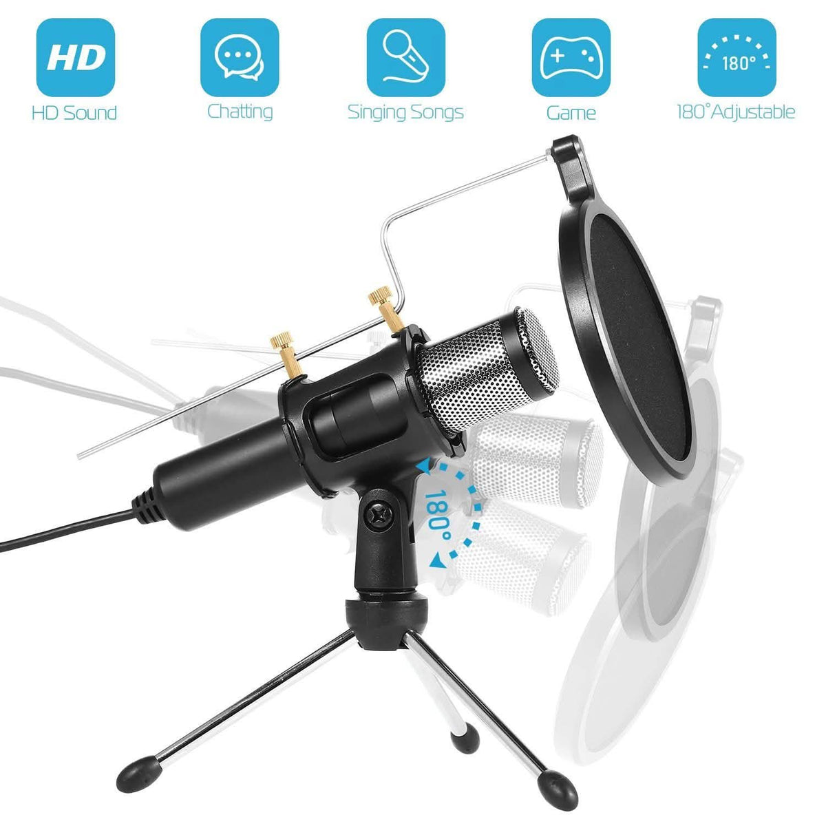 Professional Condenser Studio Microphone – Plug & Play USB