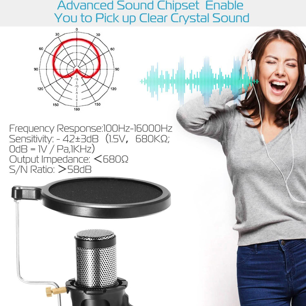 Professional Condenser Studio Microphone – Plug & Play USB