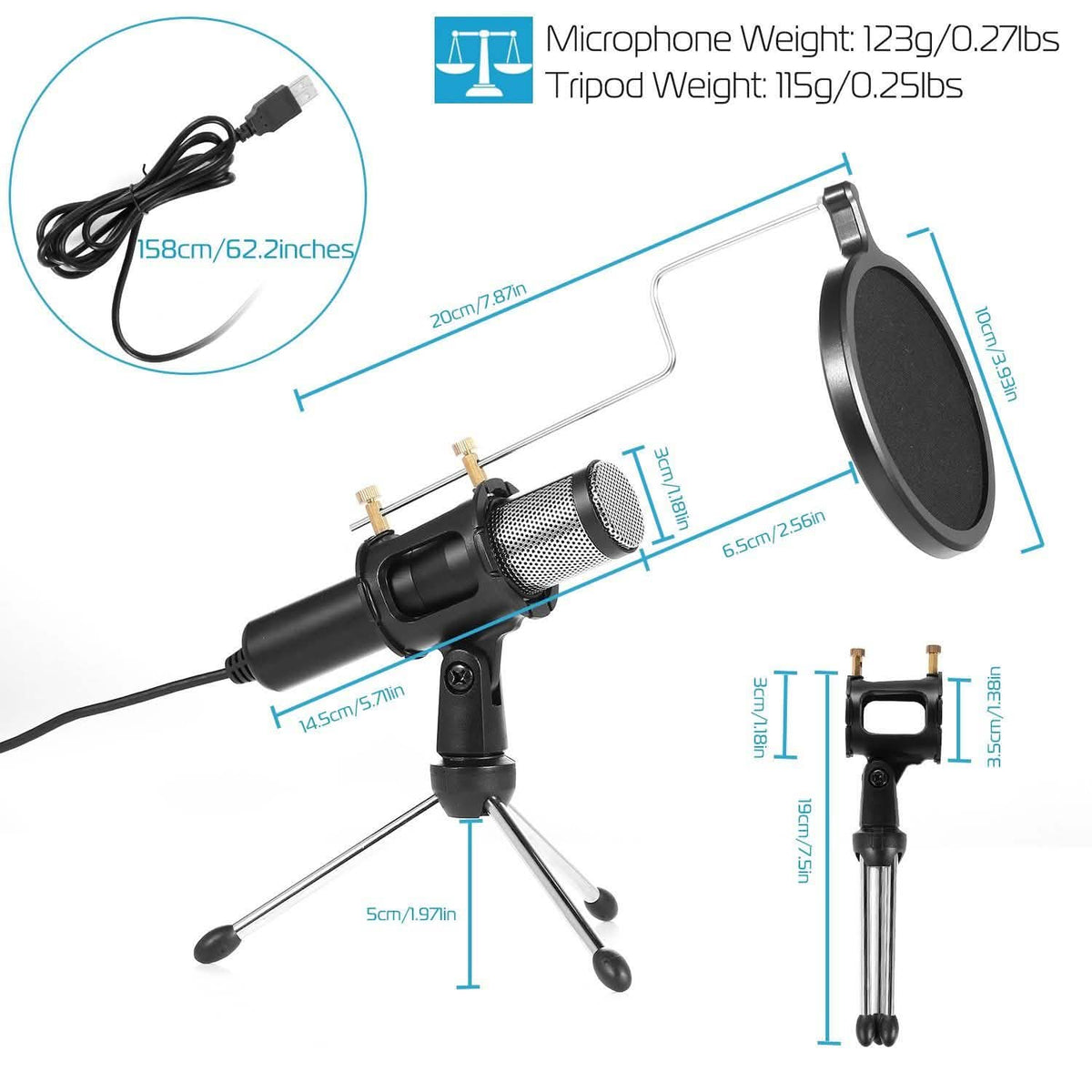 Professional Condenser Studio Microphone – Plug & Play USB