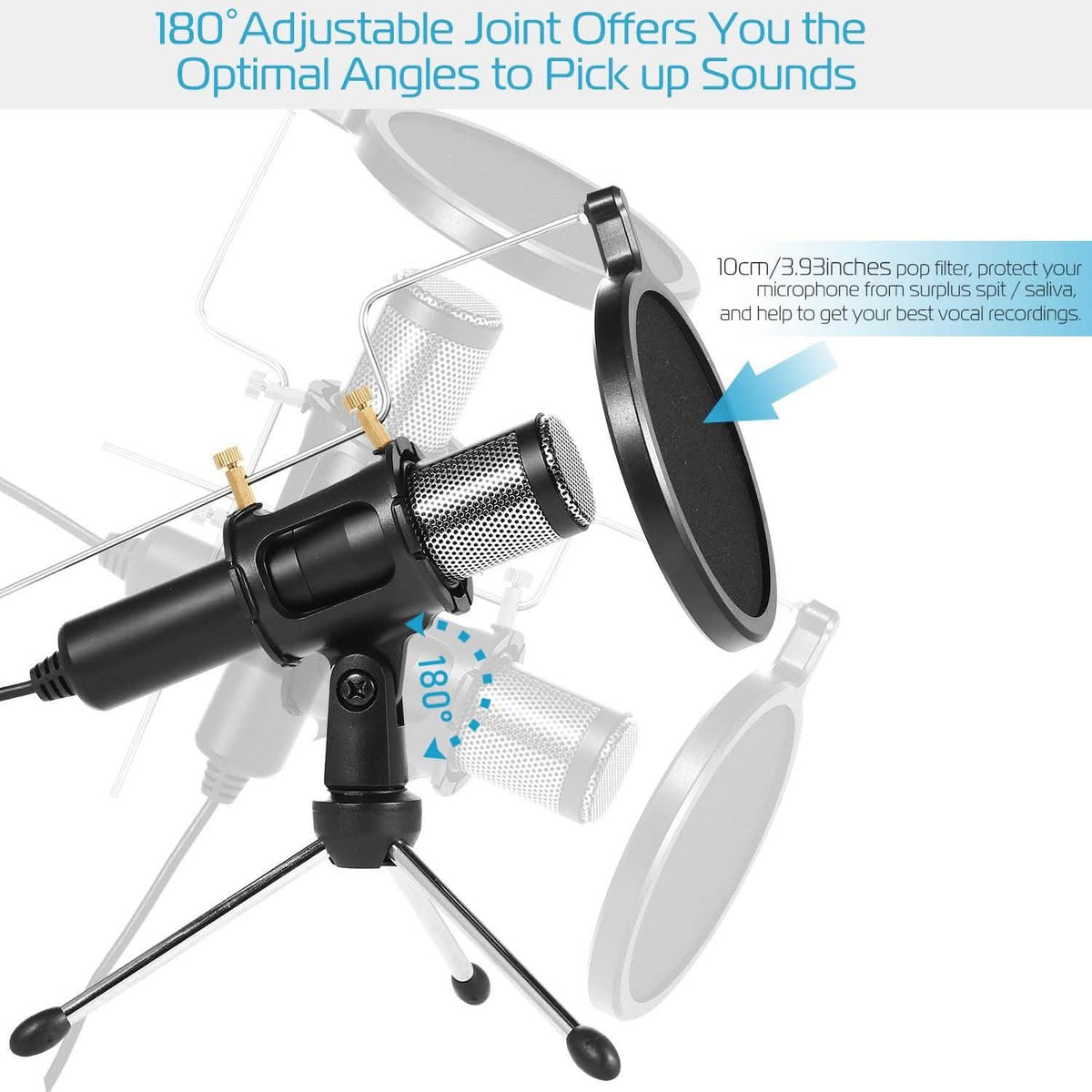 Professional Condenser Studio Microphone – Plug & Play USB